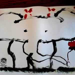 Elephant Painting done by Elephants in Thailand